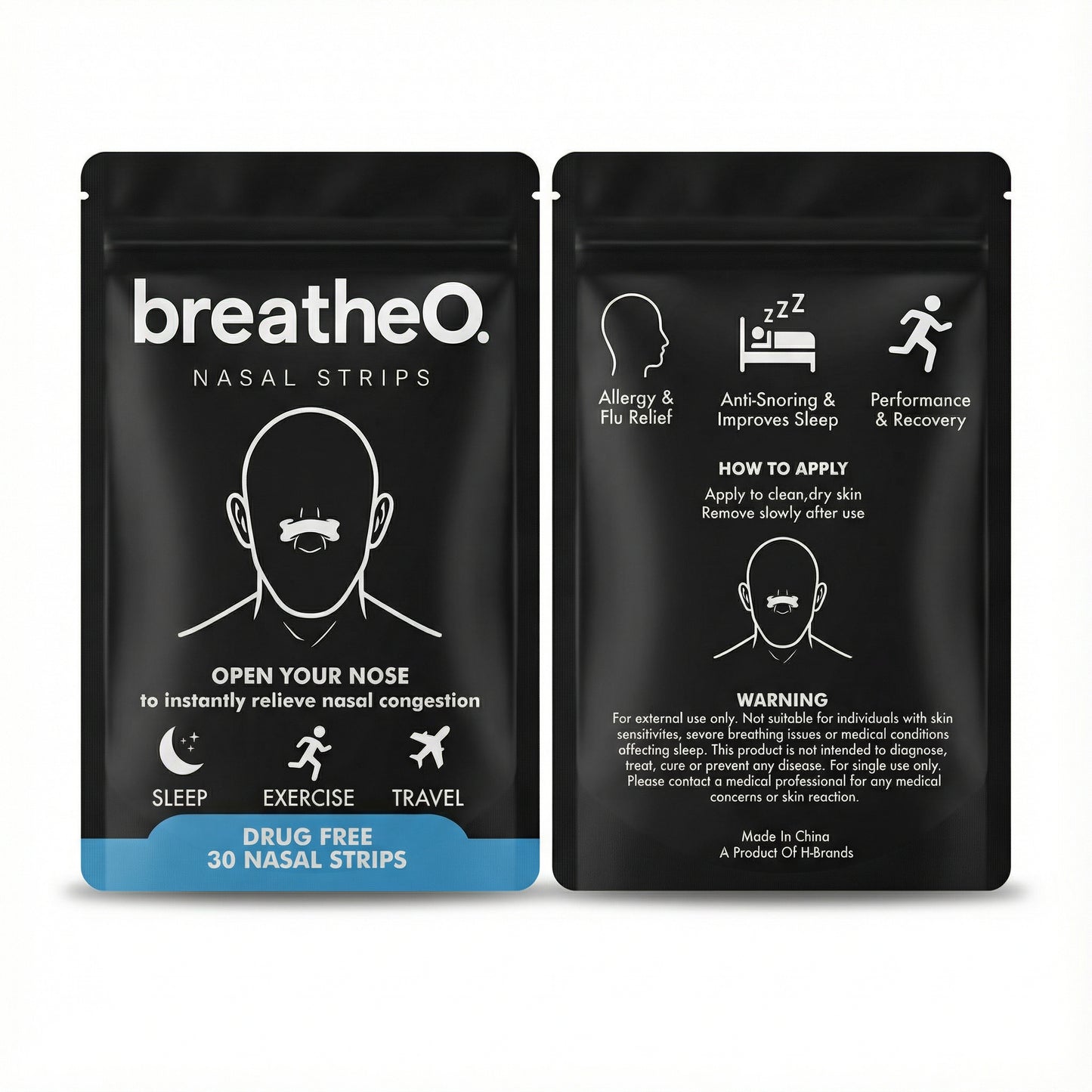 breatheO. Nasal Strips (30 Pack)